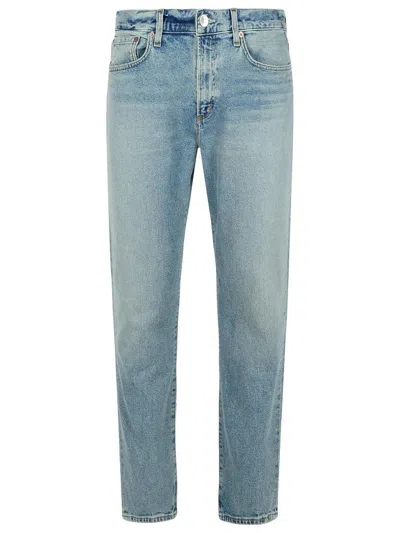 AGOLDE 'CURTISE' LIGHT BLUE FIVE-POCKET JEANS WITH DISTRESS LOOK IN COTTON MAN