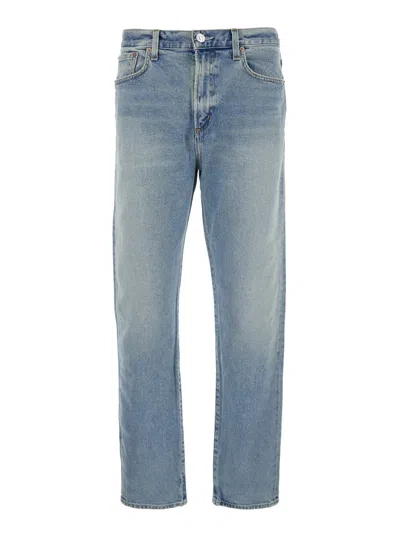 Agolde 'curtise' Light Blue Five-pocket Jeans With Distress Look In Cotton Man