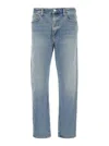 Agolde Curtise Light Blue Five-pocket Jeans With Distress Look In Cotton Man In Light Blue