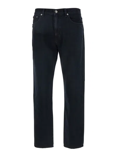 Agolde Curtise Straight-leg High-rise Logo Patch Jeans For Men In Black