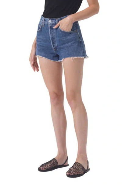 Agolde Cutoff High Waist Organic Cotton Denim Shorts In Enamour