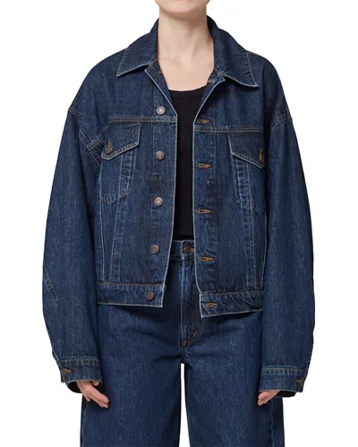 Agolde Womens Pendulum (ind Darkened) Dalton Balloon-sleeve Organic Denim Jacket In Blue
