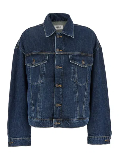 AGOLDE 'DALTON' BLUE JACKET WITH CLASSIC COLLAR AND PUFFED SLEEVES IN DENIM WOMAN