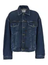 Agolde 'dalton' Blue Jacket With Classic Collar And Puffed Sleeves In Blu