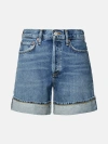 AGOLDE 'DAME' BLUE RECYCLED COTTON SHORTS