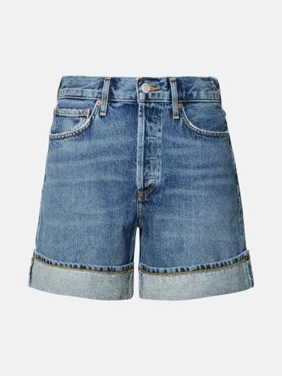 Agolde 'dame' Blue Recycled Cotton Shorts