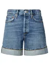 AGOLDE AGOLDE 'DAME' BLUE RECYCLED COTTON SHORTS