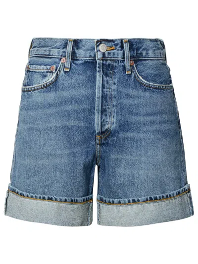 Agolde 'dame' Blue Recycled Cotton Shorts