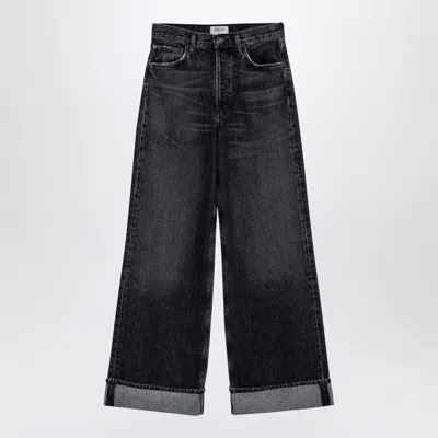 AGOLDE AGOLDE DAME DARK GREY WIDE RIBBED DENIM JEANS