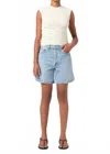 Agolde Dame High Waist Mid Length Relaxed Denim Shorts In Blue