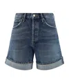 Agolde Dame Short: High Rise Baggy Cuff Control In Blue