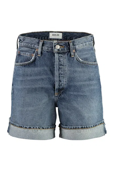 Agolde Dame Denim Shorts In Navy