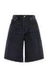 Agolde Indra Distressed Denim Shorts In Black