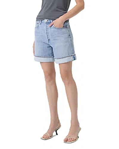 Agolde Dame High-waisted Denim Shorts In Blue
