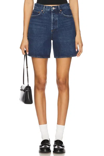 Agolde Dame High Rise Baggy Short In Enamour In Blue