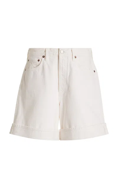 Agolde Dame High-rise Denim Shorts In Ivory