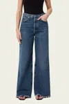 Agolde Dame High-rise Wide-leg Cut Hem In Control In Blue