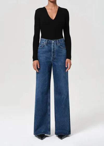 Agolde Dame High Rise Wide Leg Jean In Enamour In Black