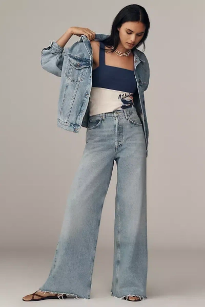 Agolde Dame High-rise Wide-leg Jeans In Blue