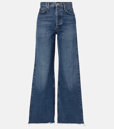 Agolde Dame High-rise Wide-leg Jeans In Blue