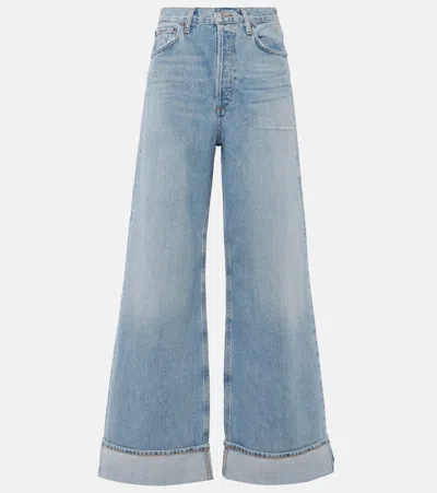 Agolde Dame Wide Leg Jeans In Blue