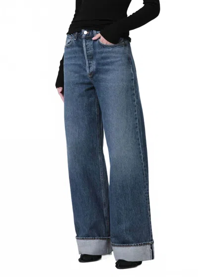 Agolde Dame High Rise Wide Leg Jeans In Control In Blue