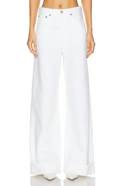 Agolde Dame High Rise Wide Leg Jeans In Fortune Cookie In White