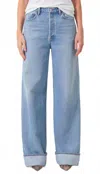 Agolde Dame High Rise Wide Leg Jeans In Showdown In Blue