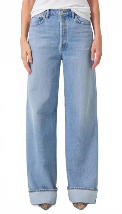 Agolde Dame High Rise Wide Leg Jeans In Showdown In Blue