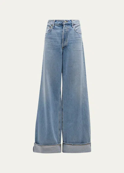 Agolde Dame High Rise Wide-leg Jeans In Showdown