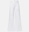 Agolde 'luna' White Jeans With Logo Patch On The Rear And Fringed Hem In White