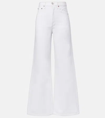 Agolde Dame Rigid High-rise Wide-leg Jeans In White