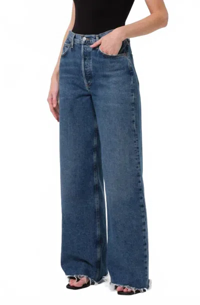 Agolde Dame High Rise Wide Leg No Cuff In Control In Blue
