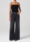 Agolde Dame High Rise Wide Leg No Cuff Jeans In Hitch In Black