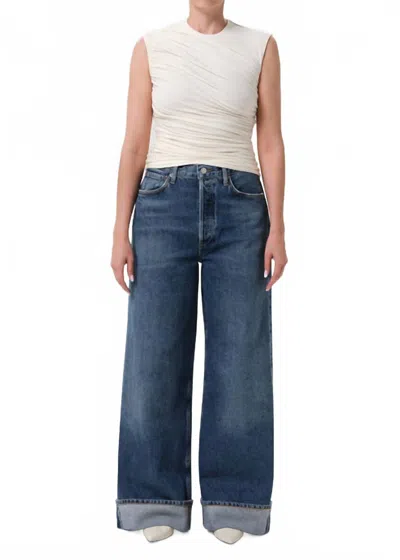 Agolde Dame High Rise Wide Leg Petite Jeans In Control In Blue
