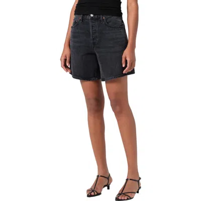 Agolde Dame High Waist Mid Length Relaxed Denim Shorts In Brown