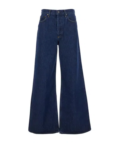 Agolde Dame High Waist Wide Leg Denim Trousers In Blue