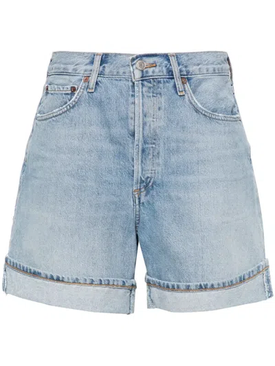 Agolde Dame High-waisted Denim Shorts In Blue