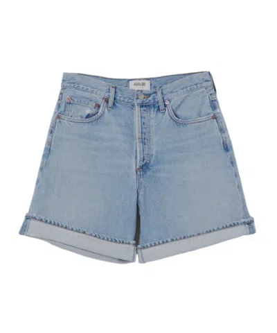 Agolde Dame High-waisted Denim Shorts In Blue