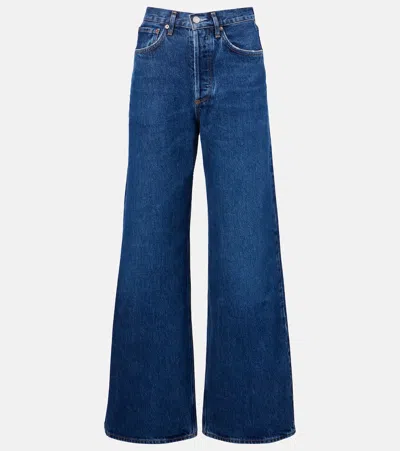 AGOLDE DAME JEAN NO CUFF HIGH-RISE WIDE-LEG JEANS