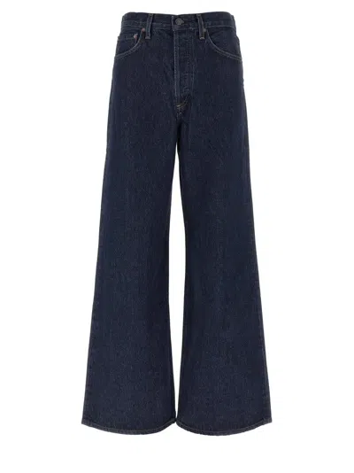Agolde Low Curve Cropped Mid-rise Barrel-leg Jeans In Blue