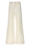 Agolde White Denim Flared Jeans In White