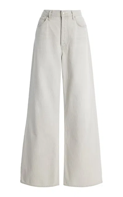 Agolde Dame No Cuff Rigid High-rise Wide-leg Jeans In Grey