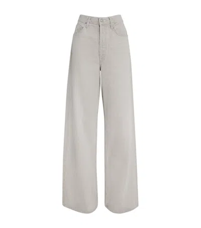 Agolde Dame No-cuff Wide-leg Jeans In Gray