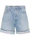 Agolde Dame Cuff Denim Short In Tension In Blue