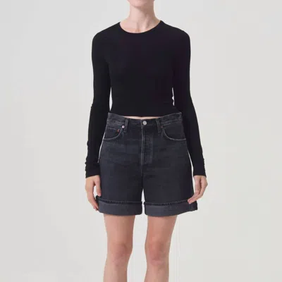 Agolde Black Dame Denim Shorts In Multi