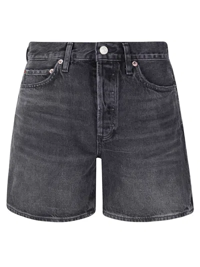 Agolde Woman Denim Shorts Black Size 25 Recycled Cotton In Multi