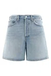 Agolde Urban Baggy Denim Shorts With Belt Loops In Blue