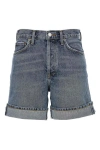 Agolde Dame Turn-up Hem Denim Shorts In Multicolor