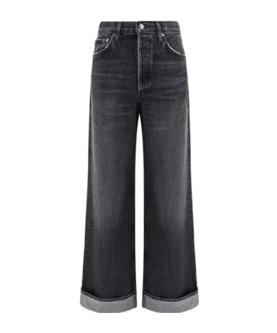 Agolde Dame High Rise Straight Jeans In Black